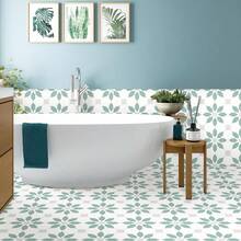 MORCART 20cm X 20cm Peel And Stick Floor Tiles, 20 Pieces Of Self-Adhesive DIY Vinyl Flooring, Suitable For Removable Waterproof Tile Stickers (Light Blue) In Bedrooms, Living Rooms, Bathrooms, Kitchens, And Stairs - 淺藍色 - 查看 3