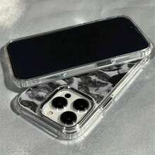 1pc Black Lip Print Pattern Full Coverage Metal Frame Phone 17 16 15 14 13 12 11 Pro X XS XR 8 Plus, Full Coverage, Lip Print, Pattern Design, Statement Phone Accessory, Durable Metal Frame, ,17 Pro Shockproof With Anti-Slip Grip - 1pc - 查看 6