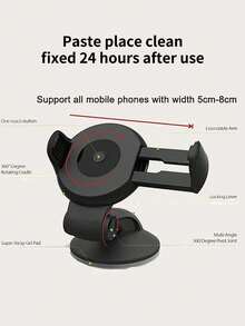 حامل هاتف سيارة متعدد الوظائف قابل للتعديل مع كوب شفط قابل للتلسكوب وتصميم فتحة تهوية عالمي مناسب لسيارات السيدان وال-SUV والشاحنات، اكسسوار ملاحة السيارة، ديكور سيارة للنساء والرجال، هدية عيد الحب - الأسود - مشاهدة 5