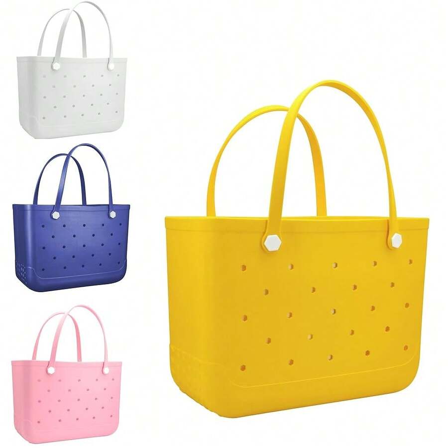 Mangoxel Large Rubber Beach Bag, Waterproof Travel Tote Bag For Women Outdoor Beach Tote Washable Big Bag Open Handbag - Yellow - View 1