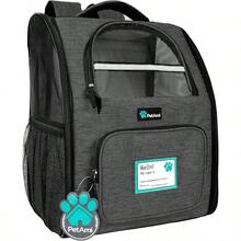 犬用バックパックキャリア 小型 大型 猫 ペット 子犬 通気性あり ペット ハイキング バックパック トラベルバッグ 航空会社承認 猫 バックパック キャリア キャンプ バイク 犬用バッグ 最大18ポンド ペット レッド - チャコール - チェックする 1