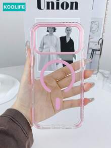 Koolife 1pc Magnetic High Definition Phone Case, TPU+PC Material, Independent Buttons, Colorful Side Inlay, Camera Bump Protection, Supports Wireless Charging, Shockproof Protective Shell, Compatible With IPhone 17/17 Pro/17 Pro Max/16/15/14/13/12 Pro Max - Pink - View 3