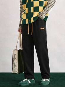 Open Phase 男士时尚休闲保暖直筒裤，秋冬适用 - 黑色 - 查看 2