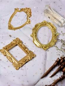 5 khung ảnh mini mạ vàng - Kiểu dáng cổ điển hình bầu dục và chữ nhật phong cách Baroque, thích hợp để trưng bày trang sức, trang trí ảnh và làm quà tặng trong các bữa tiệc. - Một cỡ - Xem 8