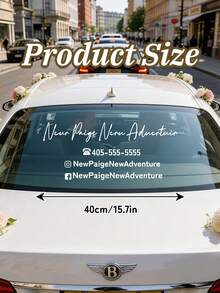 1张个性化定制婚礼车贴，个性化婚礼车贴，定制婚礼姓名日期车窗贴纸，新婚车装饰贴纸，防水防晒无胶车身贴纸，浪漫婚礼车装饰，新婚夫妇定制车贴，婚礼必备品，结婚纪念日礼物，送给新郎新娘，适用于婚礼车窗和后挡风玻璃 - 彩色 - 查看 6