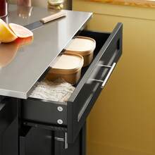 SoBuy Serving Trolley With Door And Drawer Metal Wood Black - Black - View 9