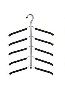 5 Packs Metal Heavy-Duty Space-Saving Coat Hangers, 5-In-1 Multi-Layer, With Non-Slip Foam Padding, For Coats, Sweaters, Suits And T-Shirts - Black and White Color Mixing - View 1