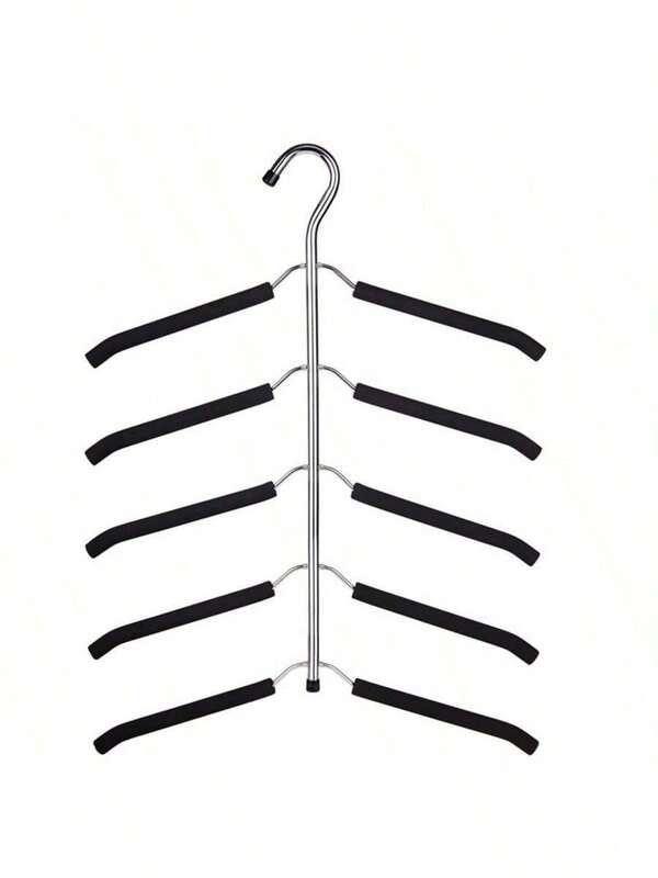 5 Packs Metal Heavy-Duty Space-Saving Coat Hangers, 5-In-1 Multi-Layer, With Non-Slip Foam Padding, For Coats, Sweaters, Suits And T-Shirts