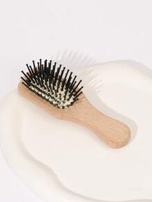 1pc Natural Beechwood Mini Straightening Hair Mini Airbag Comb Portable Pocket Bangs Comb - Multicolor - View 1