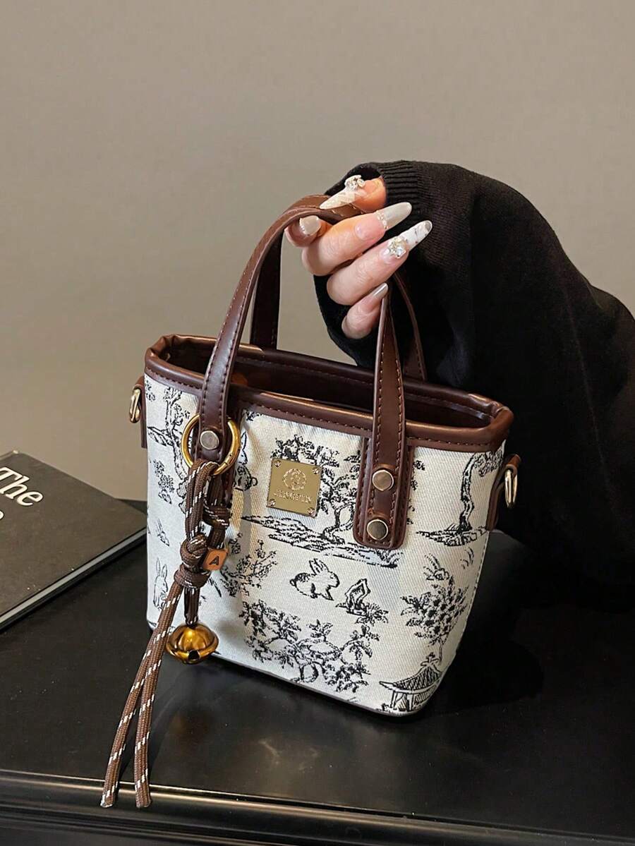 New Chinese Style Embroidered Small Handbag For Women 2025 New Fashion Shoulder Bucket Bag Stylish Spring/Summer Versatile Crossbody Bag, Best Mother's Day Gifts Women , Mum Gifts , Valentines Gifts - white brown - View 1