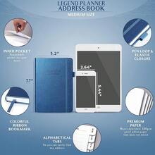Legend Planner Address Book With Alphabetical Tabs –Telephone Contacts Book For Phone NFUmbersss, Addresses, Passwords, Medium (Mystic Blue) - 神秘藍 - 查看 3