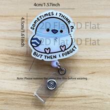 可伸缩D卡套卷轴，可爱卡通设计，教师护士医院胸卡套办公挂绳 1个 - A - 查看 12