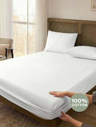 1 Stück einfarbiges weißes Spannbetttuch, Matratzenschoner, Matratzenbezug für Bett, Betttuch, weich und atmungsaktiv, für alle Bettgrößen - Twin, Full, King, Queen. Tiefe Tasche bis zu 11,8 Zoll Tiefe, Bettwäsche für Schlafsaal, Rückkehr zur Schule Bettwäsche