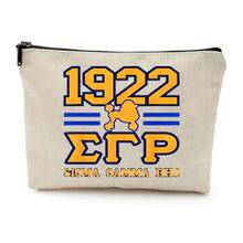 1922 Sigma Gamma Rho Travel Essential Cosmetic Bag Gift Makeup Bag Sorority Greek Letter Design Fashionable Multifunctional  Style Perfect For College Events And Gatherings Ideal Gift For Sisters And Members - Beige - View 1
