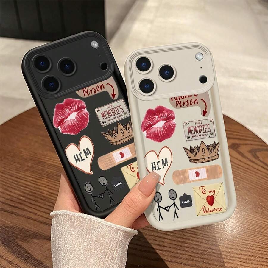 Basic Phone Cases - Heart-shaped Pattern - Coffee Color KLJEEY - View 1