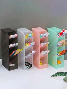 Wielofunkcyjny uchwyt na długopisy na biurko, przezroczysty uchwyt na długopisy o dużej pojemności, organizer na artykuły papiernicze, stojak na długopisy na biurko, pudełko do przechowywania długopisów, przezroczysty pojemnik do przechowywania artykułów papierniczych na biurko w akademiku, pojemnik na kosmetyki na biurko, uchwyt na długopisy z gumką do ołówka, odpowiedni do domu lub biura, artykuły biurowe i akcesoria - Wielokolorowe - Zobacz 1