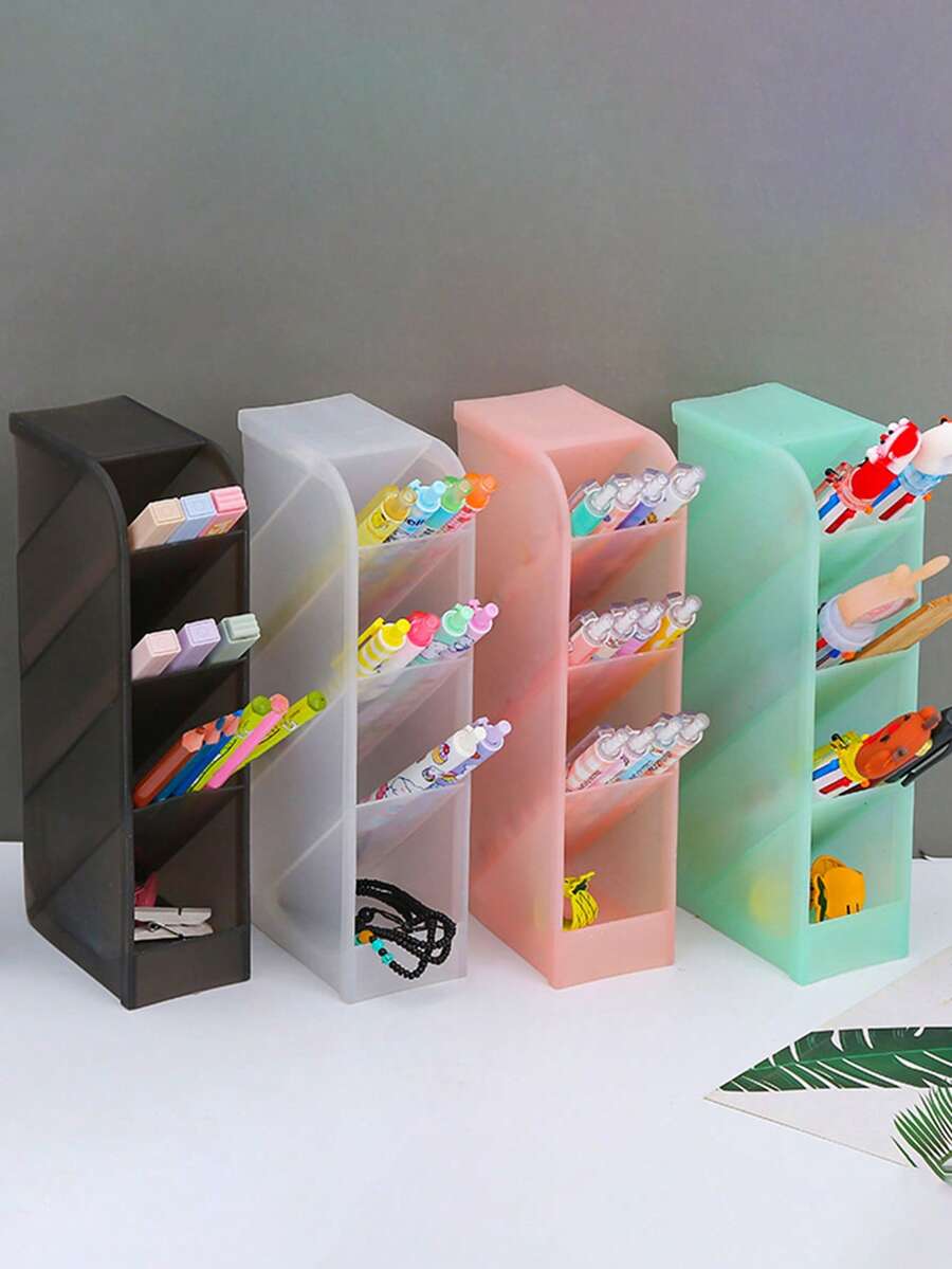 Wielofunkcyjny uchwyt na długopisy na biurko, przezroczysty uchwyt na długopisy o dużej pojemności, organizer na artykuły papiernicze, stojak na długopisy na biurko, pudełko do przechowywania długopisów, przezroczysty pojemnik do przechowywania artykułów papierniczych na biurko w akademiku, pojemnik na kosmetyki na biurko, uchwyt na długopisy z gumką do ołówka, odpowiedni do domu lub biura, artykuły biurowe i akcesoria - Wielokolorowe - Zobacz 1