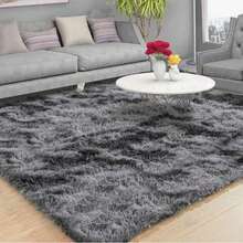 1pc 3cm Thick Winter Warm Shaggy Area Rug, Soft Fluffy Non-Slip Plush Indoor Floor Carpet, Dark Grey Khaki Blue Multi Sizes Colours For Bedroom Living Room Nursery Cold Season Decor - Màu xám đen - Xem 2
