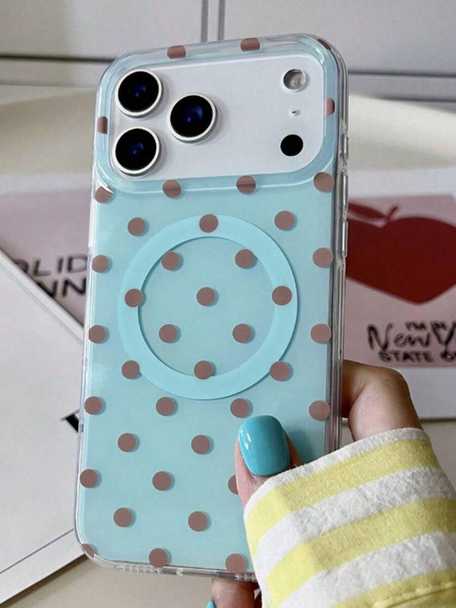 IMD Polka Dot Dopamine Magnetic Applicable For IPhone 17 Pro Max Phone Case, New 16/12/11 Female High-End Anti-Fall Full Coverage Transparent 13 Personalized Fashion Phone Case Protective Cover Compatible With Apple 14/15 Pro Max - Multicolor - View 1