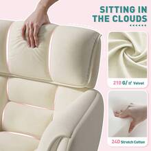 EnHomee Home Office Chair With Wheels & Side Pockets Vanity Chair Adjustable Height Soft Upholstered Modern Desk Chair With Backrest & Arm For Bedroom, Beige - 米黃色 - 查看 3