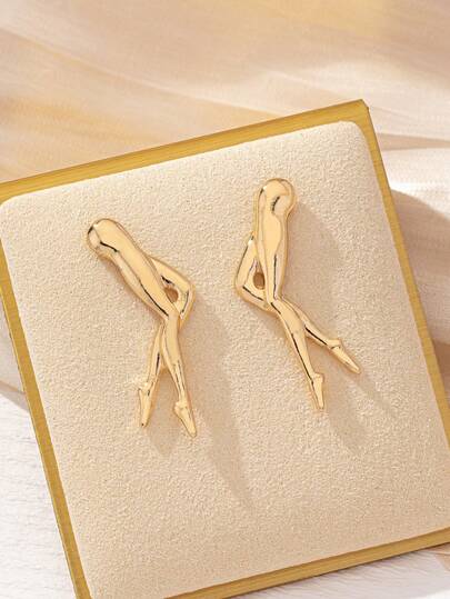 1 par de pendientes de moda geométricos dorados versátiles para mujeres