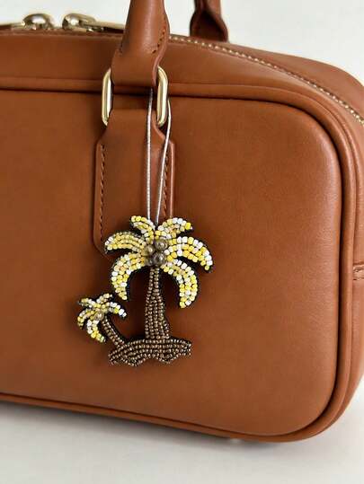 Tropical Palm Tree Beaded Bag Charm, Beach-Themed Beaded Hanging Ornament With Long Strap, Ideal For Decorating Handbags, Versatile As Bag Charm, Luggage Tag Decor, Backpacks, Luggage & Adding A Summer Vacation Touch To Accessories, Suitable For Beach Lovers, Travel Enthusiasts, Women, Summer Style Fans, Gift Givers, Perfect For Beach Trips, Summer Vacations, Casual Outings, Travel Adventures