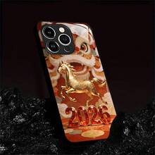 Funda para teléfono: Funda para teléfono León Despertar Caballo Dorado Año 2026 Funda de vidrio templado compatible con iPhone 17/17 Air/17 Pro/17 Pro Max/16/16 Pro/16 Plus/16 Pro Max/16e/15/15 Pro/15 Pro Max/14/14 Pro/14 PLUS/14 Pro Max/13/13 Pro/13 Pro Max/13 - iPhone 17 Pro - Ver 3