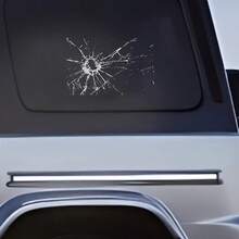 Realistic Broken Glass Prank Decal Sticker (Easy Peel, No Residue) – Self-Adhesive Waterproof Vinyl Shattered Screen Effect With Bullet Hole, Reusable Window & Screen Prank Sticker For Cars, Trucks, Boats, Laptops, Phones, Walls - Multicolor - View 4