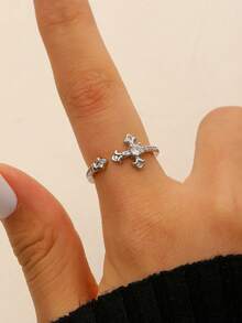 Women's Vintage Luxurious Copper Rhinestone Open Ring, Elegant Christian Cross Design, Suitable For Casual Daily Wear, Valentine's Day, Vacation, Holidays, Women's Gift, Best Gift For Female Friends - Multicolor - View 9