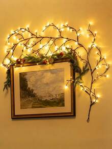 1个96/144 LED人造树藤灯，7.55英尺/2.3米柔软可弯曲的柳枝装饰灯，USB供电，8种照明模式，适用于室内客厅、卧室、书房、办公室墙面氛围照明，春季亦可作为婚礼、派对装饰灯，母亲节、情人节、生日礼物。 - 棕色 - 查看 3