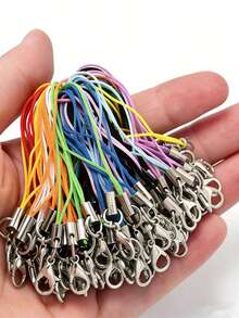 1 Pack Of 10/30/50/100/200pcs Multi-Color Black Hanging Cord, Lanyard, Lobster Clasp, Keychain, Phone Charm, Jewelry Accessories - Black - View 2