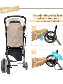 PAWZ Road PET CARRIER Dog Stroller Dog Buggy Sturdy Stroller For Dogs And Cats Outdoor Buggy, For Puppies And Cats - 粉色 - 查看 5