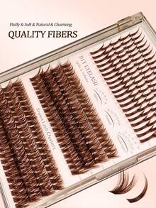 Asiteo 三合一棕色假睫毛簇 228/260 片 60D+80D 蓬松 10-20mm 棕色尖刺仙女睫毛簇，浓密型假睫毛簇，单根假睫毛，假睫毛，圣诞节和新年礼物 - D - 查看 6