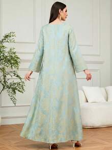 Áo Kaftan dài cổ chữ V thêu đính cườm thanh lịch dành cho nữ, thích hợp cho lễ Eid, mặc hàng ngày, dự tiệc và ở nhà. - màu xanh lá - Xem 5