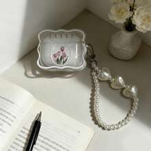 Transparent Wave Shell Pearl Tulip Pattern Protective Case Suitable Compatible With Apple Bluetooth Earphones, Anti-Scratch And Anti-Drop Cover Compatible With Apple Bluetooth Earphone Case - Clear - View 3