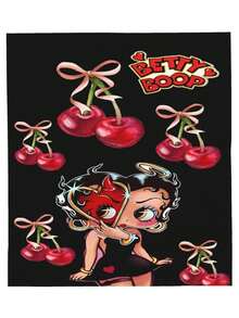 B-Betty Boops Throw Blanket Warm Blankets Breathable Air Conditioner Blanket For Car Classic Outdoor Blankets For Picnic For All Season - Black - View 2