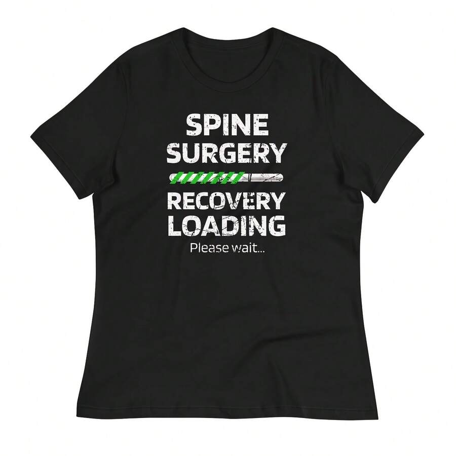 Camiseta para mujer sobre cirugía de columna vertebral, fusión espinal y escoliosis - Negro 1 - Ver 1
