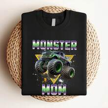 Women T-Shirt Print Monster Truck Mom T Shirt Mother's Day Are My Jam Lover Birthday For Vintage Washed Graphic Soft Versatile Breathable Slightly - màu đen - Xem 3
