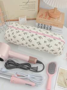 1个粉色草莓花卉图案吹风机收纳袋，卷发棒收纳袋，旅行便携式吹风机收纳袋，旅行便携多功能化妆包，化妆品收纳旅行洗漱包，手提包防尘大容量电卷发棒直板夹保护套，吹风机收纳袋 - 彩色 - 查看 13