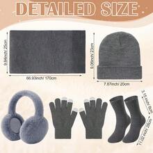 Euuztu Geyoga 6 Pcs Women Winter Beanie Hat Scarf Gloves Ear Muffs Fuzzy Socks Set, Touchscreen Gloves Thermal Cold Weather - màu đen - Xem 6
