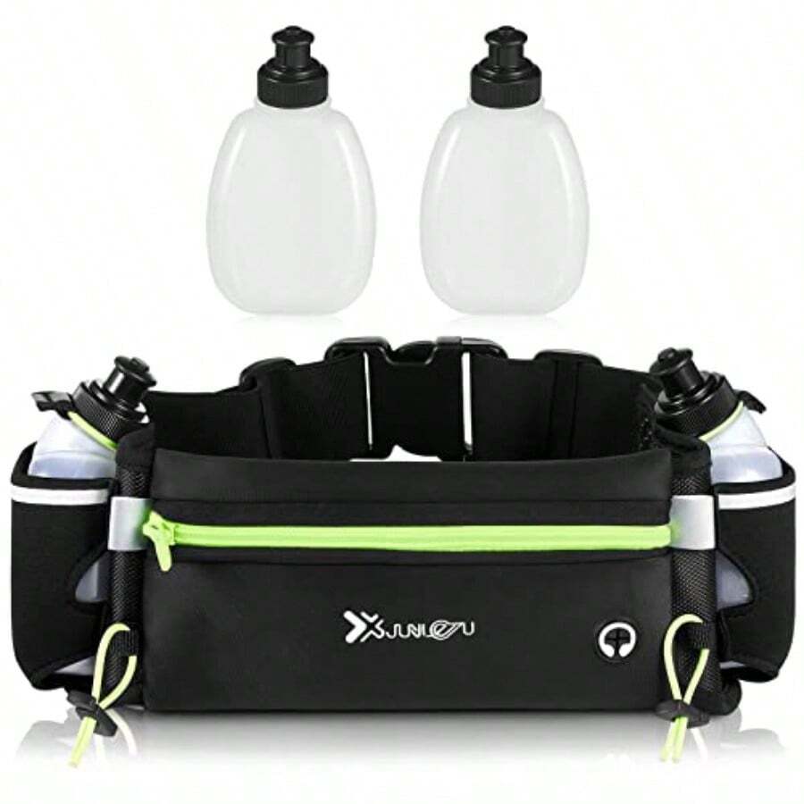 Cangurera Deportiva LonEasy Cangureras para Correr con 2 Botellas de Agua Riñonera impermeable reflectante con Cinturón Regulable Ideal para Caminar Ciclismo Correr Deportes al Aire Libre - como en la foto - Ver 1