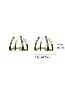 1pair Earrings Four Claws Setting With Rhinestone Decoration For Bride, Wedding Jewelry & Gift For Women Party. Valentine's Day Accessories - Multicolor - View 8