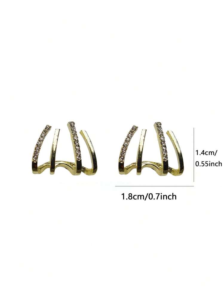 1pair Earrings Four Claws Setting With Rhinestone Decoration For Bride, Wedding Jewelry & Gift For Women Party. Valentine's Day Accessories