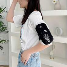 Reflective Nylon Arm Bag With Adjustable Strap – Unisex Sports & Casual Wrist Pouch For Running, Walking, Hiking – Lightweight, Black Geometric Design, Fits Phone & Tissues, Hand-Washable - Multicolor - View 3