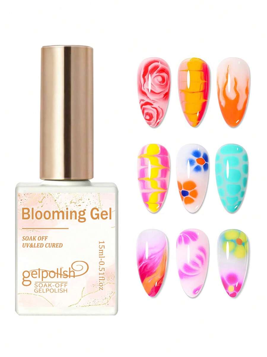 GELPOLISH 15毫升春夏绽放凝胶,透明UV/LED绽放凝胶指甲油,适用于大理石、天然石材、水彩花卉图案,可卸除,DIY美甲设计,美甲,情人节礼物(送给她) - 無色 - 查看 1