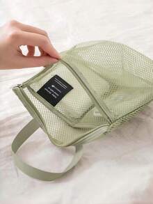 1个轻便网眼淋浴袋，大容量旅行洗漱包，悬挂式浴室收纳袋，带拉链的便捷化妆刷收纳袋，也适合存放口红，简约便携网眼洗漱包，学生洗漱包，防水女士收纳袋，旅行必备，邮轮必备，度假必备，旅行用品 - 彩色 - 查看 7