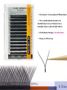 LAS HADAS 绽放浓密睫毛嫁接 C D 卷度 0.07 8-15mm 混合装 易扇睫毛嫁接 2D-6D 自扇形哑光黑 W 形睫毛嫁接（0.07-C D，8-15mm 混合装，12 排） - 黑色 - 查看 9