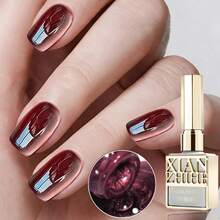 Ancora Red Cat's Eye Nail Gel 2026 New Wine Red Glass Bead Soak Off Uv Lamp Need Base Glossy & Matte Top Coat Acrylic Press On Nails Long-Lasting Nail Supplies For Nail Art DIY Women Beauty Gift - 酒紅色 - 查看 9
