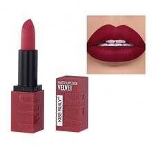 Barra de labios mate de terciopelo de unicolor, fácil de aplicar, adecuada para uso diario, se puede lavar - 09 Damask Rose - Ver 6