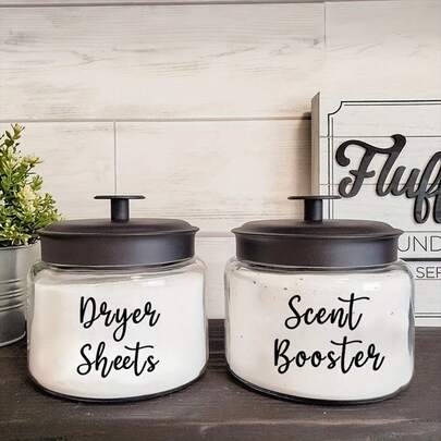 3pcs/Set Laundry Supplies Glass Jar English Letter Wall Stickers, Classified Storage Is Super Convenient, Essential Good Things For Home Life, Universal In All Seasons, Fashionable And Versatile, Removable Stickers